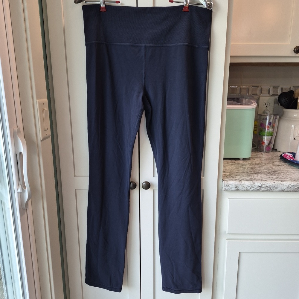 Athleta XL Rib Skinny Leg Pants Navy Blue Exc Cond